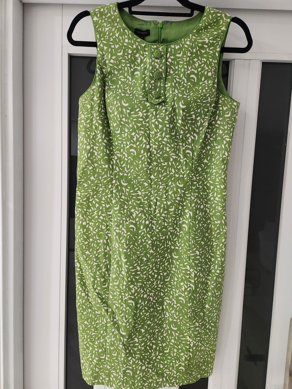 Talbots Lime Green and White Printed Sleeveless Midi Dress